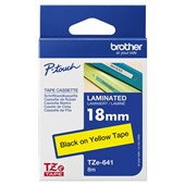 BROTHER TZE641 LAMINATED LABELLING TAPE 18MM BLACK ON YELLOW