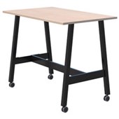 MODELLA II MOBILE LEANER W1600 X D800 X H1050MM BLACK FRAME REFINED OAK TOP
