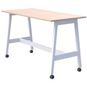 MODELLA II MOBILE LEANER W2000 X D800 X 1050MM WHITE FRAME REFINED OAK TOP