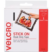VELCRO STICK ON TAPE HOOK ONLY 25MM X 36M WHITE