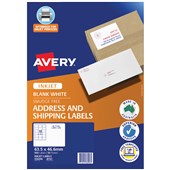 AVERY 936096 J8161 QUICK PEEL ADDRESS LABEL SURE FEED INKJET 18UP WHITE PACK 50